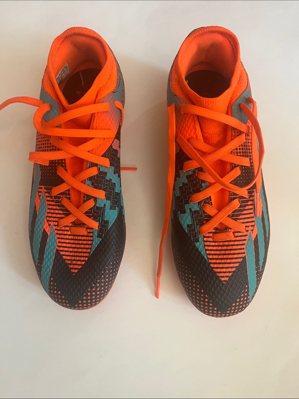 adidas X speedportal Kids Orange and Teal Athletic Soccer Sneakers